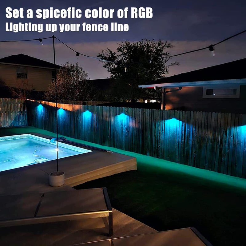 Aulanto Solar Fence Lights 8 Pack, Fence Solar Lights IP65 Waterproof, Warm White and 10 RGB Color Modes, Outdoor Decor for Backyard, Garden, Fence, Wall, Deck, Stairs - Image 4